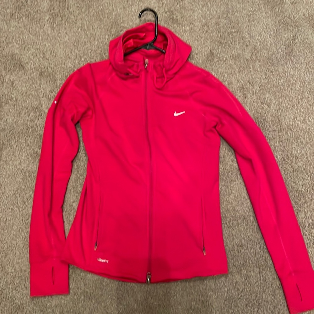 Dark Pink Nike Zip Jacket with Hoodie